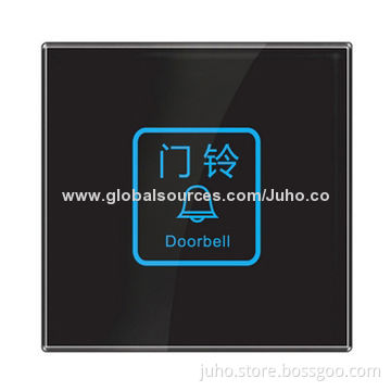 New Hotel Doorbell Touch Switch, Black Glass Panel & Blue LED glow for easy night use